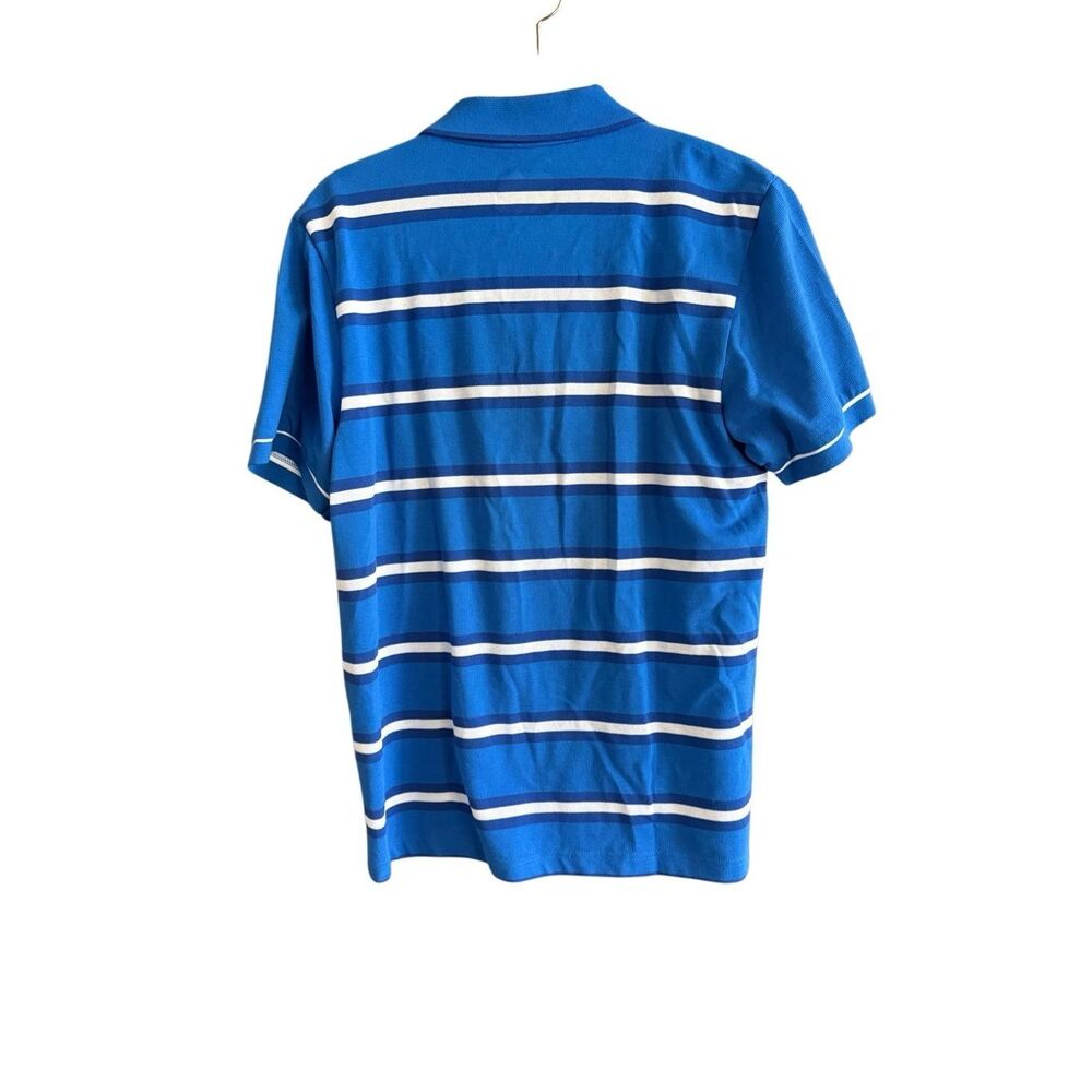 Lacoste Sport Mens Blue White Striped Short Sleeve Collared Polo Shirt Sz Medium - Picture 3 of 10